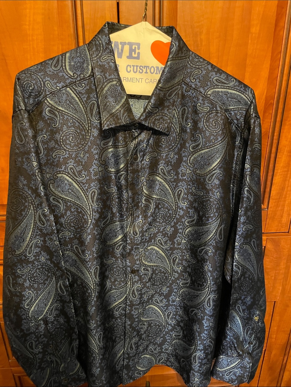 Robert Graham Black and Blue Paisley Button-Front Dress Shirt
